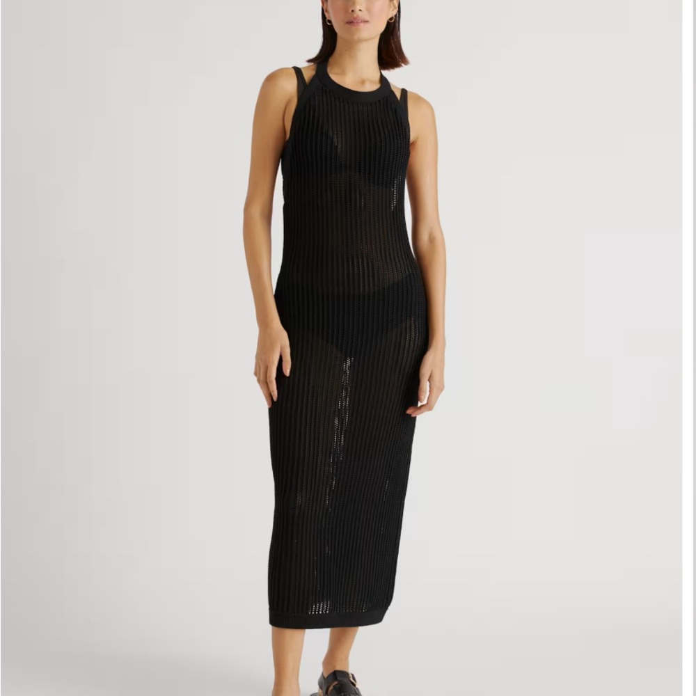 Quince 100% Organic Cotton Open-Knit Cover-Up Maxi Dress